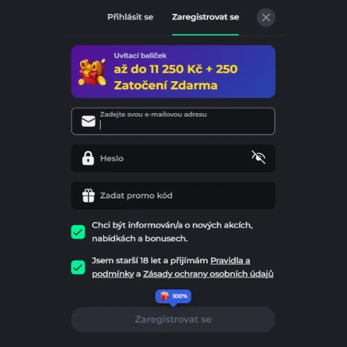 Proces registrace Bet On Red Casino